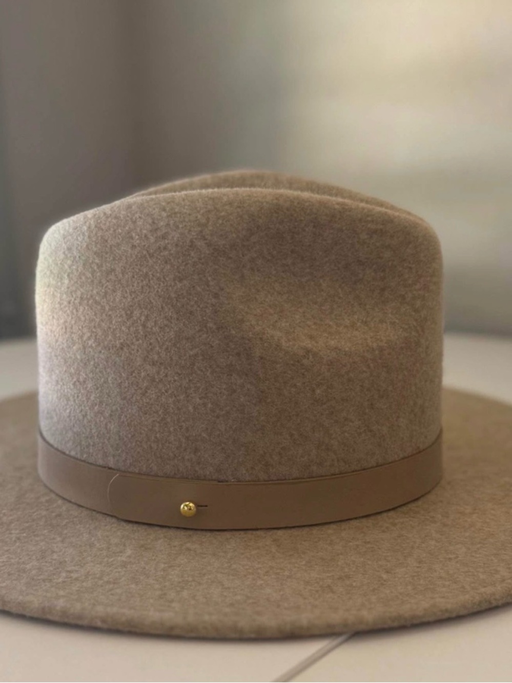 Lack Of Color Taupe Wool Felt Rancher Hat with Leather Band - Picture 1 of 2